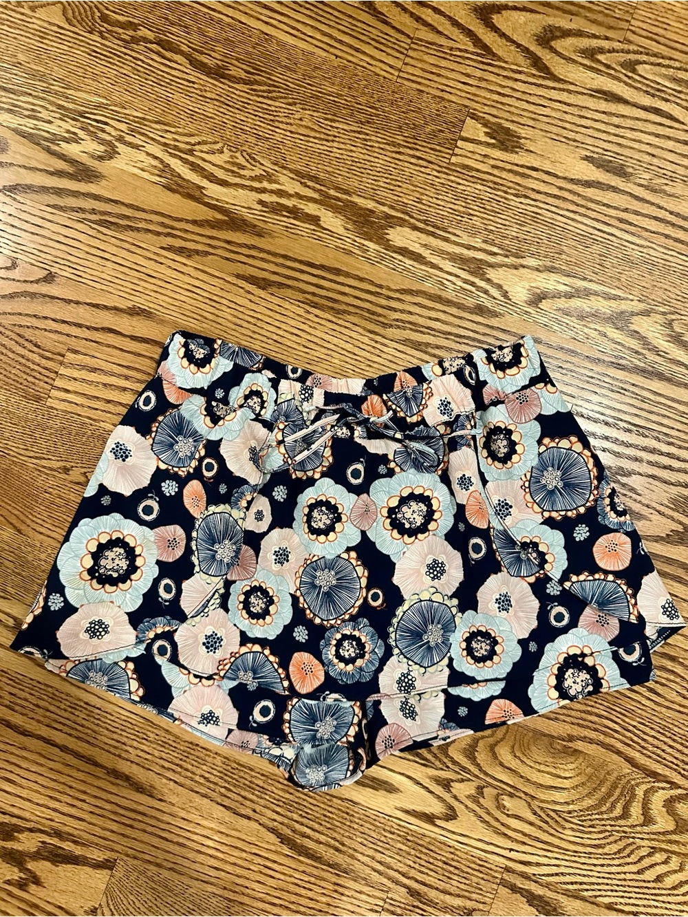 Zara Floral Navy Drawstring Skort